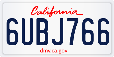 CA license plate 6UBJ766
