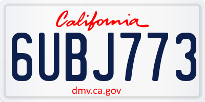 CA license plate 6UBJ773