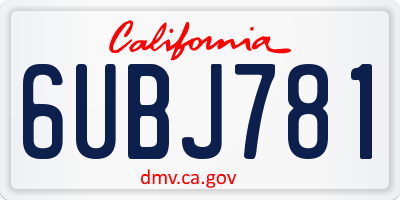 CA license plate 6UBJ781