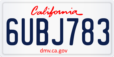 CA license plate 6UBJ783