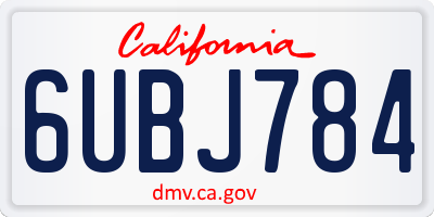 CA license plate 6UBJ784