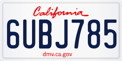 CA license plate 6UBJ785