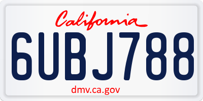 CA license plate 6UBJ788