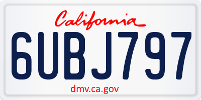 CA license plate 6UBJ797