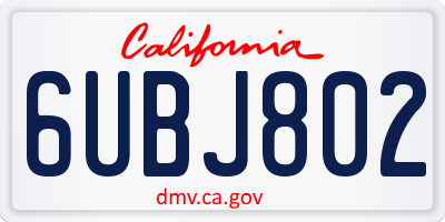 CA license plate 6UBJ802