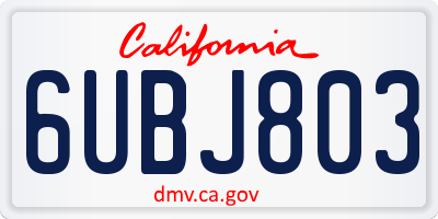 CA license plate 6UBJ803
