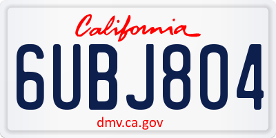 CA license plate 6UBJ804