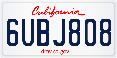 CA license plate 6UBJ808