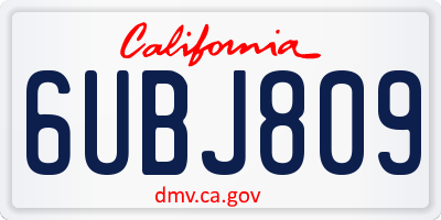 CA license plate 6UBJ809