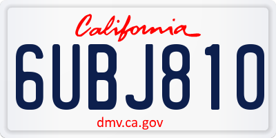 CA license plate 6UBJ810