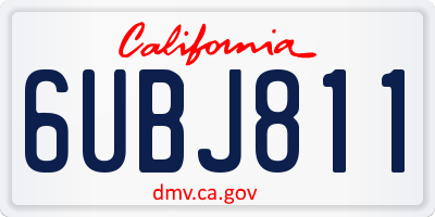CA license plate 6UBJ811