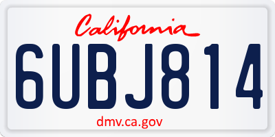 CA license plate 6UBJ814