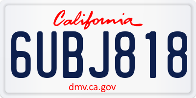 CA license plate 6UBJ818