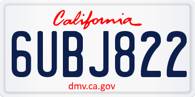 CA license plate 6UBJ822
