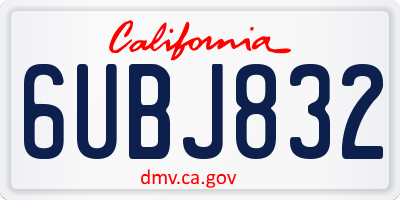 CA license plate 6UBJ832