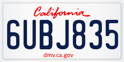 CA license plate 6UBJ835