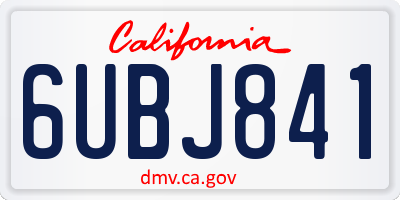 CA license plate 6UBJ841