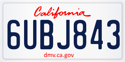 CA license plate 6UBJ843