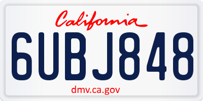 CA license plate 6UBJ848