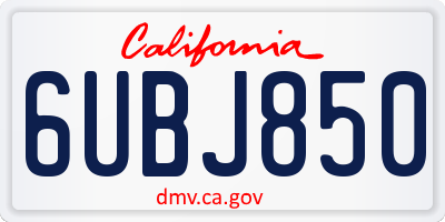CA license plate 6UBJ850