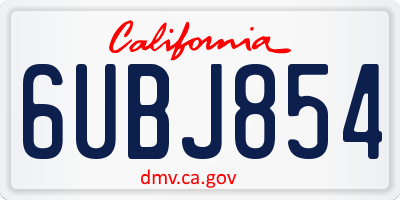 CA license plate 6UBJ854