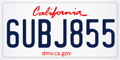 CA license plate 6UBJ855