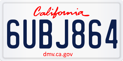 CA license plate 6UBJ864