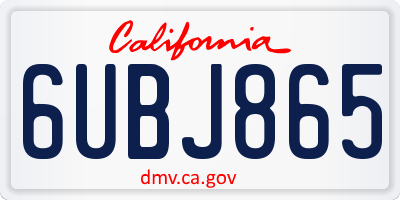 CA license plate 6UBJ865