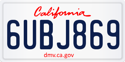 CA license plate 6UBJ869