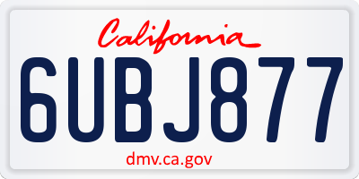 CA license plate 6UBJ877