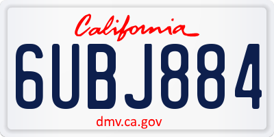 CA license plate 6UBJ884
