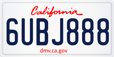 CA license plate 6UBJ888