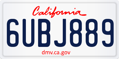 CA license plate 6UBJ889