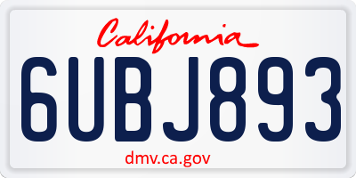 CA license plate 6UBJ893