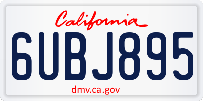 CA license plate 6UBJ895
