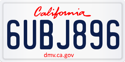 CA license plate 6UBJ896