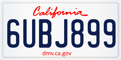 CA license plate 6UBJ899