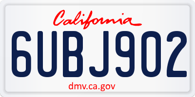 CA license plate 6UBJ902