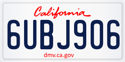 CA license plate 6UBJ906