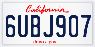 CA license plate 6UBJ907