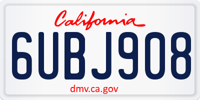 CA license plate 6UBJ908
