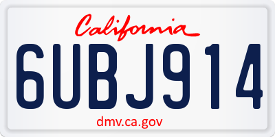 CA license plate 6UBJ914