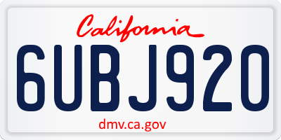 CA license plate 6UBJ920