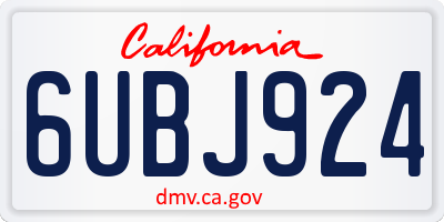 CA license plate 6UBJ924