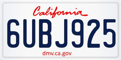 CA license plate 6UBJ925