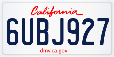 CA license plate 6UBJ927