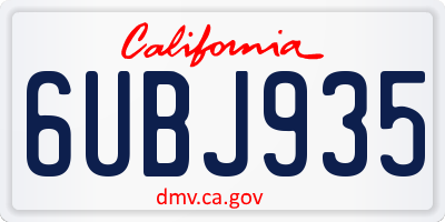 CA license plate 6UBJ935