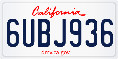 CA license plate 6UBJ936