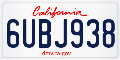 CA license plate 6UBJ938