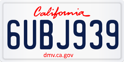 CA license plate 6UBJ939